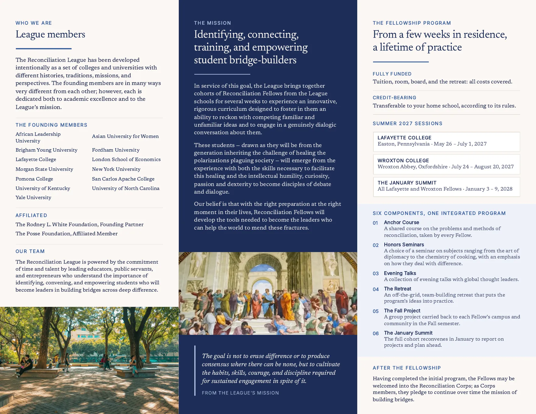 Brochure inside: Who We Are, The Mission, and the Fellowship program